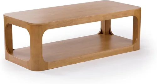 Miniatura 6 de Plank+Beam Forma - Mesa de centro moderna de 54 pulgadas con estante, mesa central contemporánea con espacio de almacenamiento, mesa de té Nuez