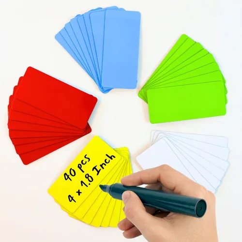 Availey 40 Piezas (10.2 x 4.6 cm) - Etiquetas Magnéticas Completamente Coloridas de Borrado en Seco - Tiras Reutilizables para Aula, Hogar, Oficina,