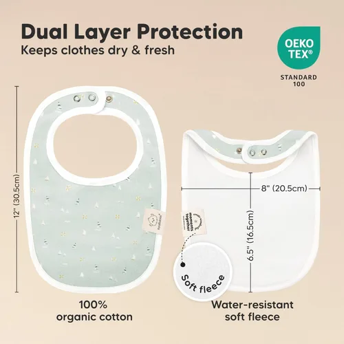 Miniatura 3 de Paquete de 8 baberos orgánicos para bebés niños, niñas - baberos de algodón suave para babear y dentición para bebé niña y niño, extra absorbentes