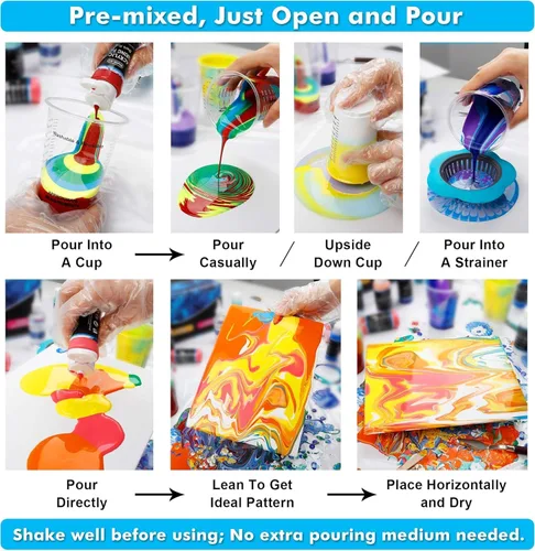 Miniatura 6 de Shuttle Art Pintura acrílica para verter, juego de 36 botellas (2 oz/2.0 fl oz), suministros de vertido de alto flujo premezclados con lienzo, 36