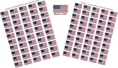 Miniatura 104 de 100 calcomanías de la bandera de Alaska; 1.5" x 1" hechas en Estados Unidos, calcomanías autoadhesivas de la bandera del estado para álbumes
