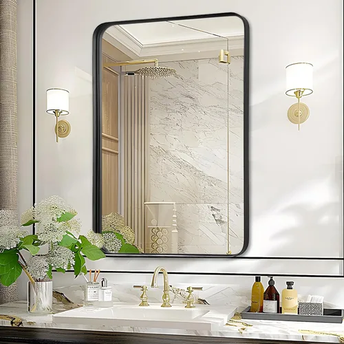 Miniatura 17 de Fabuday Espejo Grande de Baño Negro de 40x30 Pulgadas - Espejos Rectangulares con Marco para Pared, Espejo de Metal Negro Montado en la Pared