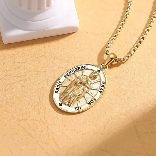 Miniatura 538 de Collar de plata de ley 925 con medalla de San Patrón, colgante de protección católica, amuleto, joyería religiosa para hombres y mujeres