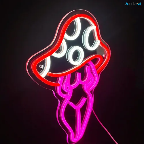 Miniatura 7 de Letrero de neón con forma de hongo – Señora sexy diosa de hongos – Decoración de pared para dormitorio, fiesta, hotel, cueva de hombre, bar en casa