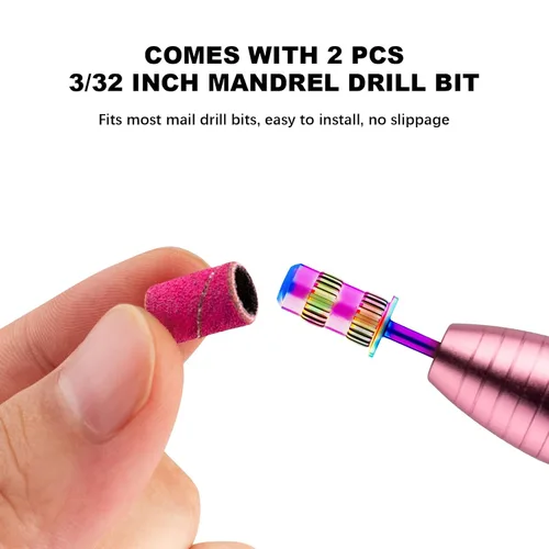 Miniatura 5 de Bandas de lijado para taladro de uñas, 210 unidades, bandas de lijado, brocas gruesas finas #80#150#240 con broca de mandril de 3/32 pulgadas