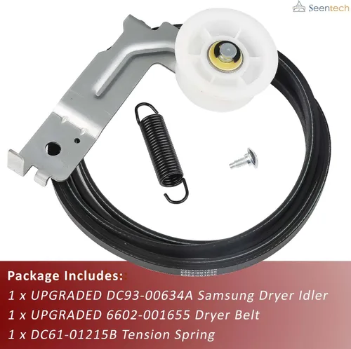 Miniatura 2 de Seentech - Polea tensora de secadora mejorada DC93-00634A, resorte de tensión DC61-01215B DC61-01215B, compatible con secadora Samsung, reemplazo
