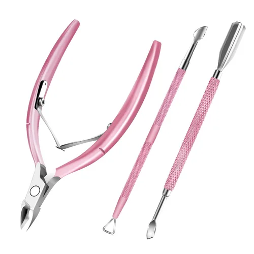 Miniatura 9 de Cortador de cutículas con empujador de cutículas y tijeras, removedor de cutículas, herramientas profesionales de manicura de pedicura duraderas