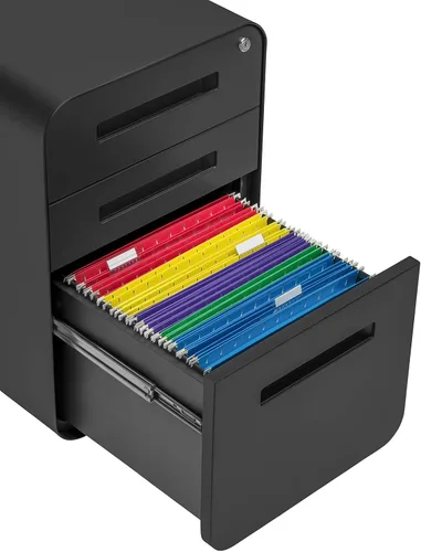 Miniatura 6 de Laura Davidson Furniture Stockpile Archivador de 3 Cajones con Cerradura - Archivador de Metal Bajo Escritorio de Oficina, Carpetas de Archivo