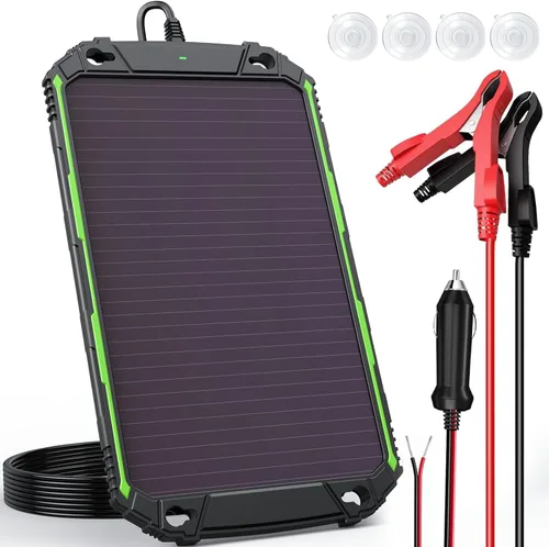 Sun Energise Cargador Mantenedor de Batería Solar de 5W 12V PRO, Controlador de Carga MPPT Inteligente Incorporado, Kits de Carga por Goteo de Panel