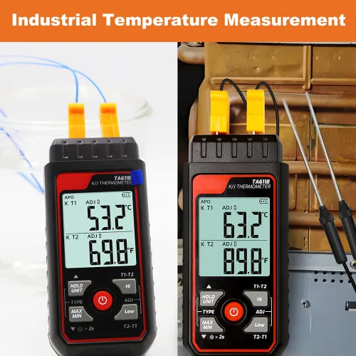 Miniatura 6 de Termómetro de termopar digital de doble canal tipo K/J - 328 ~ 2501 ℉ Medidor de temperatura industrial HVAC con 4 sondas de termopar tipo K