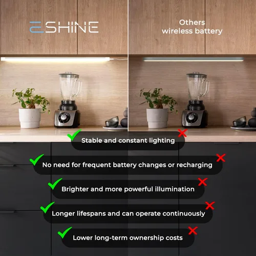 Miniatura 3 de EShine Kit de iluminación LED activada por ondas manuales para debajo del gabinete, regulable, paquete de 3 unidades de 12 pulgadas, control