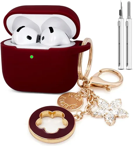 Miniatura 8 de Koujaon Airpods 4 Fundas de silicona protectora para Airpod 4 con llavero brillante para auriculares inalámbricos Apple AirPods de 4ª