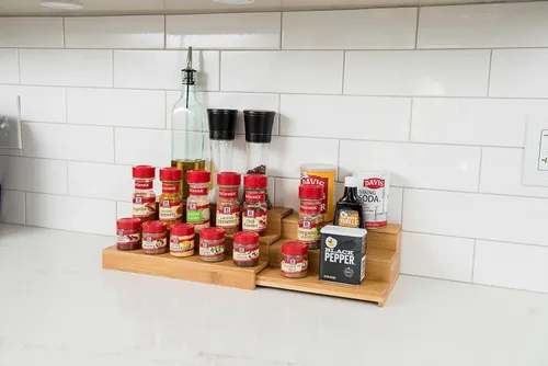 Miniatura 10 de Lipper International 8807 - Organizador de cocina expandible de madera de bambú de 3 niveles, 12" x 7-7/8" x 4-1/4