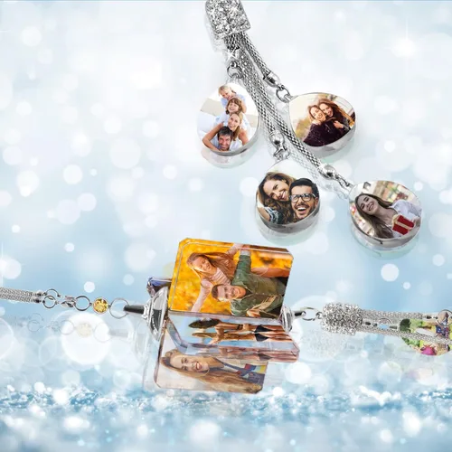 Miniatura 4 de Colgante de cristal con foto personalizada para automóvil, hogar, adornos colgantes con imagen personalizada, espejo retrovisor de coche, accesorios