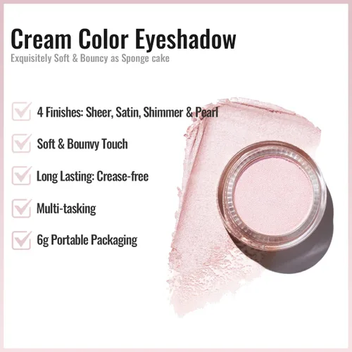 Miniatura 17 de Oulac Sombra de ojos en crema con brillo también para iluminador Sombra de ojos mezclable Resistente al agua y de larga duración con fórmula Pureza