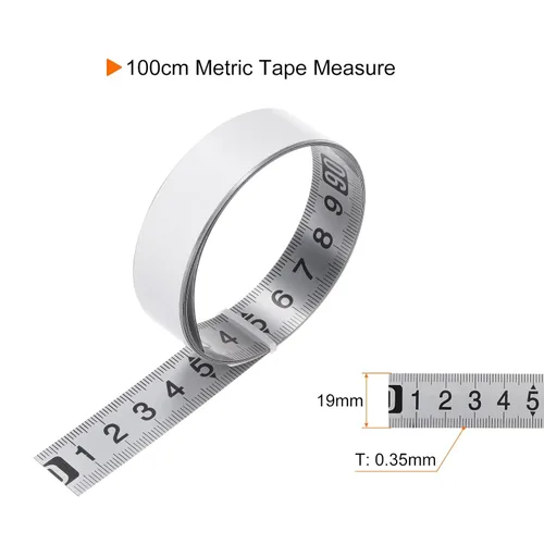 Miniatura 2 de HARFINGTON Cinta métrica autoadhesiva de 39.4 in, de acero inoxidable, resistente al desgaste, resistente al desgaste, de izquierda a derecha, regla