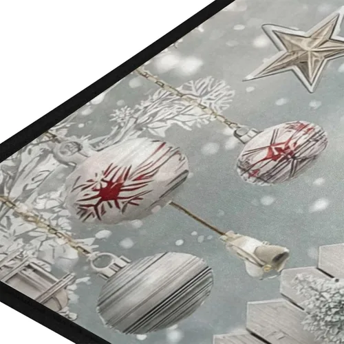 Miniatura 2 de Alfombra de cocina de madera con copos de nieve de gnomo, antifatiga, campanilla de Navidad, luz de estrella, tapete decorativo de cocina, Gnomo