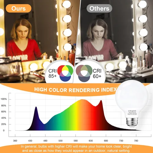 Miniatura 5 de Cotanic Bombilla LED G25 para tocador de baño, 3000 K, color blanco suave, bombillas de globo, base estándar E26, 5 W, reemplazo incandescente