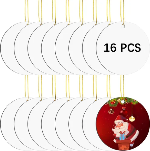 16 piezas de adornos de sublimación de metal, adornos de Navidad, adornos de Navidad para sublimación, adornos en blanco para decoración de árbol de
