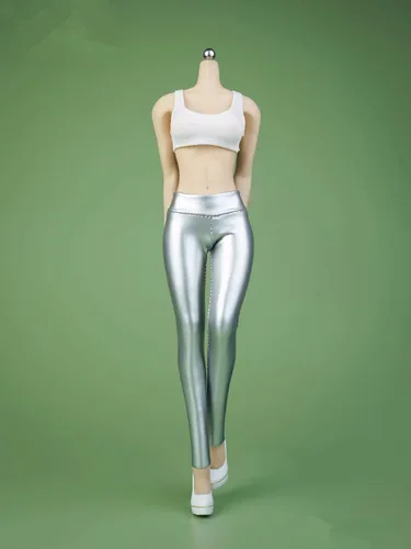 Miniatura 7 de Fremego Ropa femenina a escala 1/6, pantalones elásticos ajustados de cuero para mujer, ropa de disfraz para figura de acción PH TBL JO de 12 Negro
