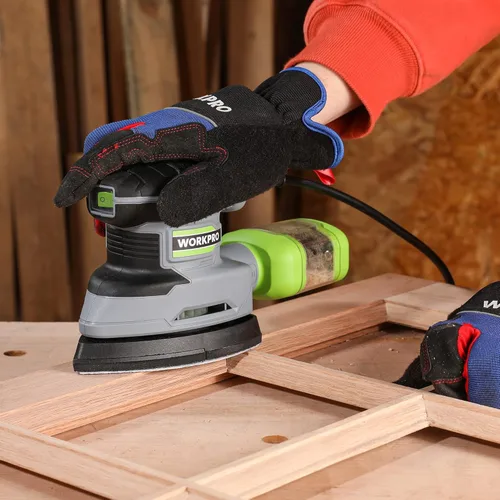 Miniatura 7 de WORKPRO Lijadora de detalles, lijadora eléctrica compacta de 13,000 OPM con colector de polvo, lijadora eléctrica de 1.6 amperios con 15 piezas