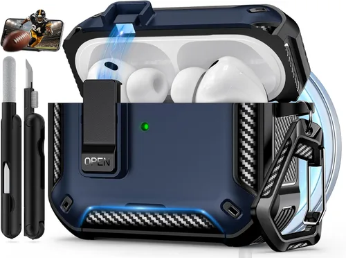 Miniatura 38 de Funda para AirPods Pro de 2 generación con soporte para teléfono, diseño de interruptor automático de protección completa contra caídas con kit