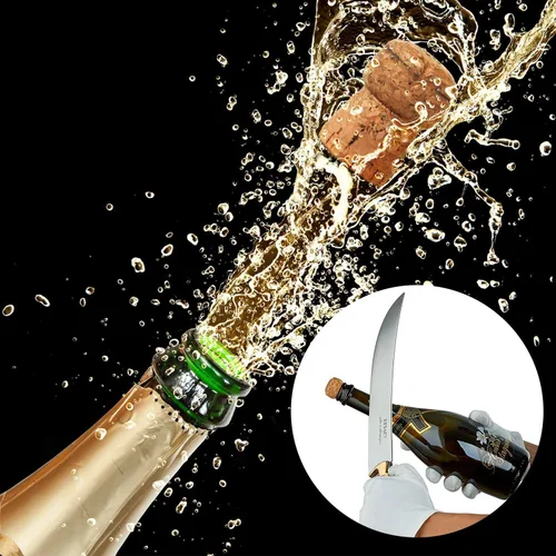 Miniatura 6 de Resafy Sable de champán con caja de regalo, cuchillo de vino espumoso de champán, abridor de champán