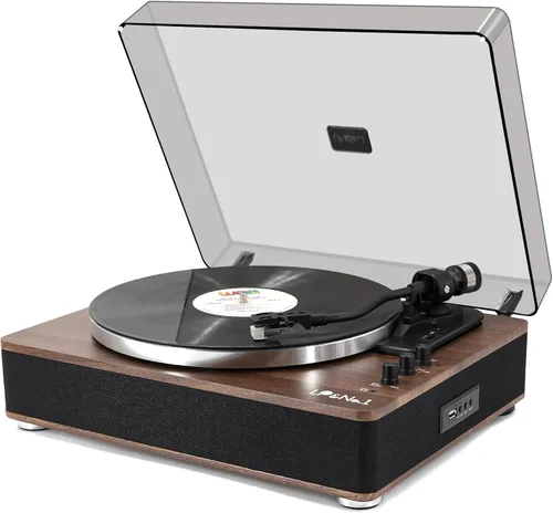 Miniatura 12 de LP&No.1 - Paquete de tocadiscos moderno con altavoces estéreo de estantería de doble potencia, preamplificador phono incorporado, transmisión por