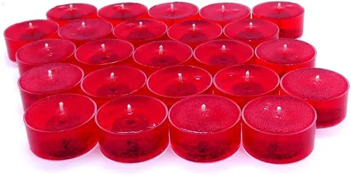 Miniatura 2 de Paquete de 24 aceites minerales de color rojo 100% transparente, sin perfume, a base de hasta 8 horas de velas de té para el hogar, restaurantes