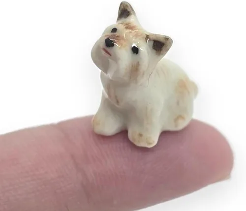 Miniatura 8 de WitnyStore Pequeño perro de pastor alemán alsaciano de pie negro y marrón de 3 pulgadas, hecho a mano, hecho a mano, de cerámica, cachorros, perros