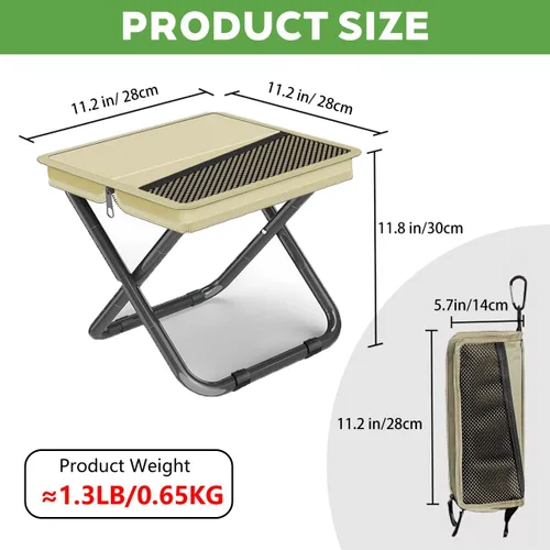 Miniatura 2 de Taburete de camping plegable 2 en 1 y bolsa tipo cabestrillo, capacidad de carga de 220 libras, taburete de pesca portátil plegable para campamento