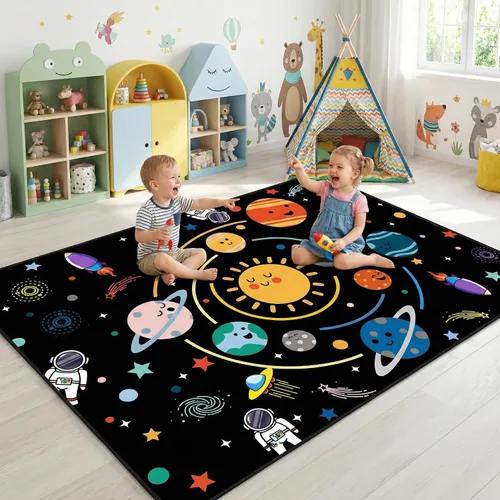 Miniatura 33 de Alfombra espacial para habitación de niños, alfombra de galaxia para niños, alfombras espaciales para dormitorio de niños, decoración