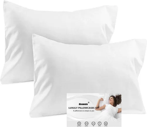 Miniatura 11 de Juego de 2 fundas de almohada negras de tamaño Queen estándar, fundas de almohada de algodón suave con cierre de sobre, resistentes al encogimiento