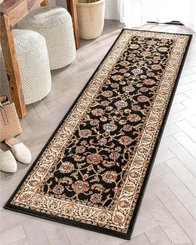 Well Woven - Alfombra de la colección Barclay Sarouk negra de 3x10 pies, tapete largo para pasillos, cocinas y entradas