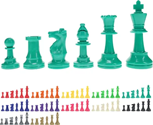 Miniatura 16 de WE Games - Piezas de ajedrez Staunton de plástico brillante en color con rey de 3.75 pulgadas - Juego de ajedrez de mitad de piezas solamente