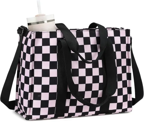 Miniatura 16 de Bolsa de mano para computadora portátil para mujer, bolsa de lona de 15.6 pulgadas, bolso de hombro para computadora, bolso de mensajero, bolso