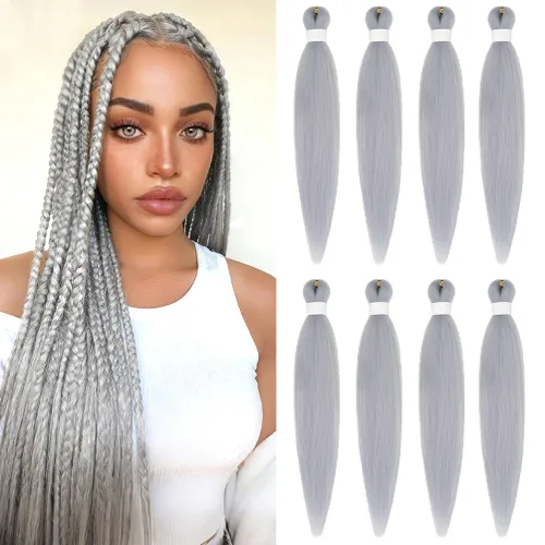 Miniatura 46 de 8 paquetes de extensiones preestiradas - 16 pulgadas de cabello trenzado premium, 55G/paquete, sin picazón, fijación en agua caliente, textura Perm