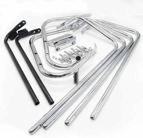 Miniatura 3 de SG05 - Kit de protección de alforja cromada de doble riel compatible con Harley Davidson 1997-2008 FLHR y FLHHT/ FLHTCUSE 2006-2008 / FLTR 1998-2008