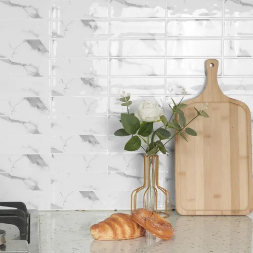 Miniatura 4 de 16 hojas de azulejos autoadhesivos 3D de pared, azulejos adhesivos de vinilo para despegar y pegar, impermeables, retro, bricolaje para cocina