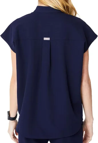 Miniatura 5 de Figs - Uniforme médico de mujer Rafaela, de dos bolsillos, cuello mandarín, ajuste holgado con elásticos suaves.