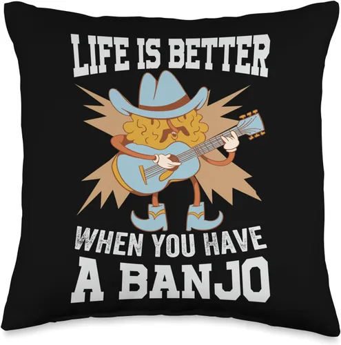 Life Is Better When You Have A Banjo - Country Music Throw Pillow