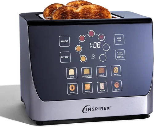Miniatura 11 de Inspirex - Tostadora de palanca con pantalla táctil de dos rebanadas, color negro