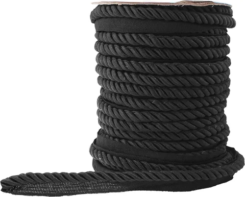 Mandala Crafts Rollo de 25 yardas con borde trenzado negro para costura, ribete decorativo de costura, ribete de tapicería y cordón para cojines,