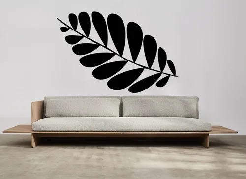 Tropical Leaf Large Wall Decal Vinyl Décor Abstract Sticker Floral Gold (Small 22"x37", Black)