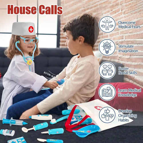 Miniatura 2 de Kit de médico para niños pequeños de 3 a 5 años, divertido juego de doctor para niñas de 2, 3, 4, 5 años, juguetes de vestir con carrito, disfraz