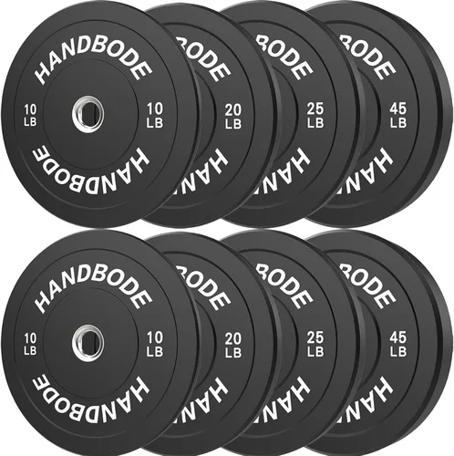 Miniatura 38 de HANDBODE Juego de discos de peso de 2 pulgadas de alto rebote, juego de discos olímpicos de 45/100/160/190/260/300 libras, juego de discos