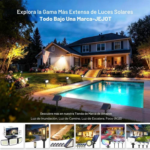 Miniatura 9 de JEJOT Luces solares para exteriores, impermeables, IP65, encendido/apagado automático, 2700 K, 2 modos de iluminación, LED súper brillante, luces