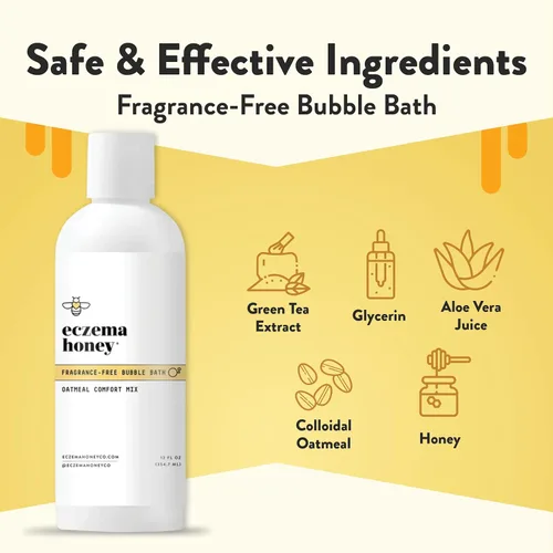 Miniatura 2 de ECZEMA HONEY Baño de burbujas cómodo de avena sin fragancia, gel de baño y baño para piel sensible, productos de baño hidratantes, baño de burbujas