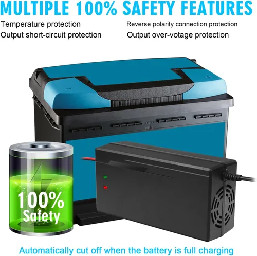 Miniatura 2 de Cargador de batería de litio de 43.8 V 10 A para batería LiFePO4 de 38.4 V, carga rápida, alta eficiencia, indicador LED, diseño duradero
