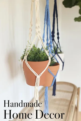 Miniatura 4 de Kit de macramé, hace 3 ganchos para plantas de bricolaje para adolescentes y adultos principiantes, suministros de manualidades para proyecto